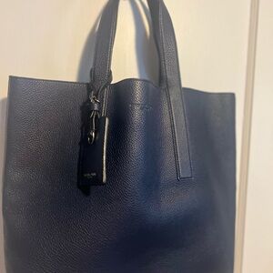 Michael Kors Navy Blue Leather Tote Bag
